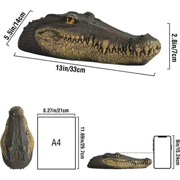 Pond Floating Alligator Head Decoy,Outdoor Pools Float Fake Gator Head Deterrent - Picture 3 of 6